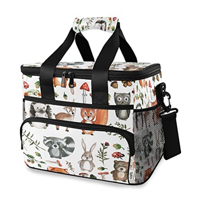 Woodland Animals of Cute Cooler Bag Isolato Cestino da picnic 15L Portatile a tenuta stagna, con manico a spalla, per esterni, viaggi, shopping, campe