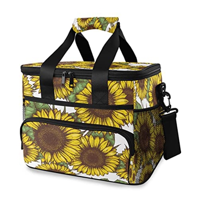 Borsa termica isolata con olio di girasoli, 15 l, borsa termica portatile a tenuta stagna, con manico a spalla, per esterni, viaggi, shopping, campegg