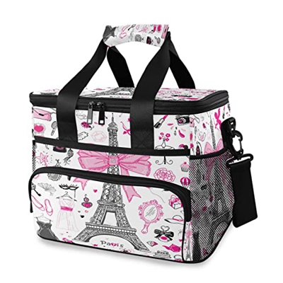 Elegante borsa termica Paris Eiffel Tower Borsa termica termica da 15 l a tenuta stagna portatile con manico a spalla per esterni, viaggi, shopping, c