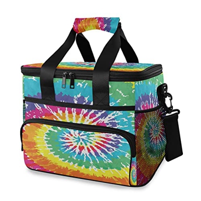 Tie Dye - Borsa termica colorata ad acquerello, isolata, per picnic, 15 l, a tenuta stagna, portatile, con manico, per esterni, viaggi, shopping, camp