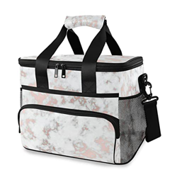 Borsa termica termica in marmo oro rosa, 15 l, cestino portatile a tenuta stagna, con manico a spalla, per esterni, viaggi, shopping, campeggio, auto precio
