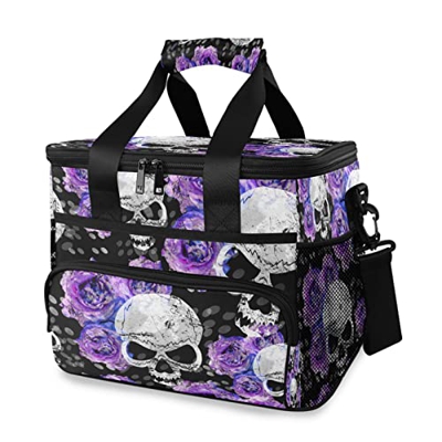 Borsa termica termica con teschio rosa, 15 l, borsa termica portatile a tenuta stagna, con manico a spalla, per esterni, viaggi, shopping, campeggio, 
