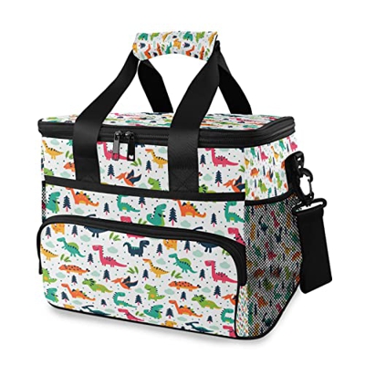 Borsa termica termica con stampa a forma di dinosauro, borsa termica termica da 15 l, portatile, a prova di perdite, con manico a spalla, per esterni,
