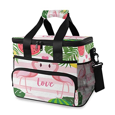 Borsa termica termica termica per palme, con fenicotteri, 15 l, portatile, a tenuta stagna, con manico, per esterni, viaggi, shopping, campeggio, auto