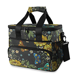 Borsa termica termica termica con girasoli e farfalle, 15 l, borsa termica portatile a tenuta stagna, con manico a spalla, per esterni, viaggi, shoppi en oferta