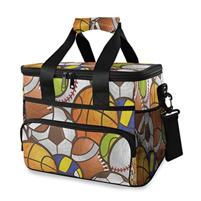 Borsa termica termica per acquerello da baseball, cestino da picnic, 15 l, portatile, a prova di perdite, con manico, per esterni, viaggi, shopping, c