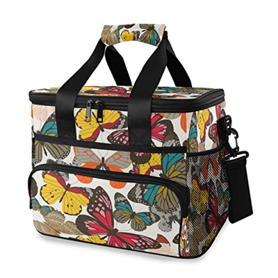 Borsa termica termica colorata con farfalla da 15 l, borsa termica termica portatile a tenuta stagna, con manico a spalla, per esterni, viaggi, shoppi
