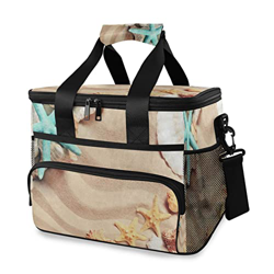 Borsa termica da spiaggia con conchiglie di stelle marine da 15 l borsa termica termica portatile a tenuta stagna con manico a spalla per esterni, via características