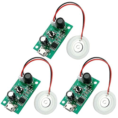 Qtrednrry 3Pcs Mist Maker Piastra di atomizzazione con 5V Modulo Umidificatore USB Driver Circuito Integrato con Interruttore di temporizzazione