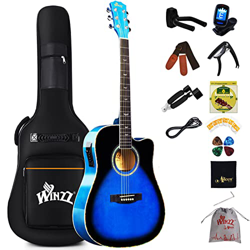Winzz Chitarra acustica 4/4, set di chitarra acustica western per adulti, principianti, 41 pollici con equalizzatore a 4 bande (Dreadnought blu lucido precio