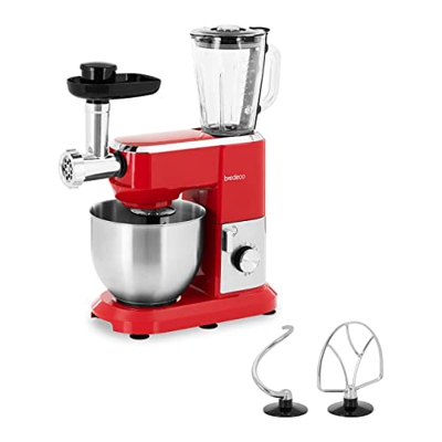 bredeco BCPM-SMM6L - Robot da cucina con frullatore, 1300 W, colore: Rosso