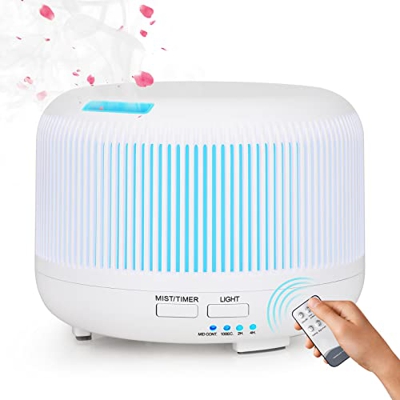 Diffusore di Oli Essenziali 300ML,GeeRic Ultrasuoni Umidificatore Purificatore d'Aria Scolpito Diffusore di Aromi Nebulizzatore per Oli Profumati 7 Co