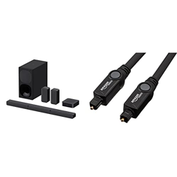 Sony HT-S40R - Soundbar TV a 5.1 canali, Dolby Digital, con Subwoofer cablato e Speaker posteriori wireless (Nero) & Amazon Basics - Cavo audio ottico en oferta