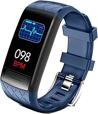 Ou Gecai Smartwatch ECG, Braccialetto Intelligente Impermeabile IP67 con contapassi per cardiofrequenzimetro,A