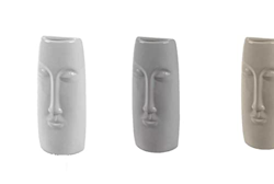 Set 3 pz umidificatore evaporatore ambiente termosifone in ceramica 8*4*20 cm decoro viso 3 colori PAM-840494 en oferta