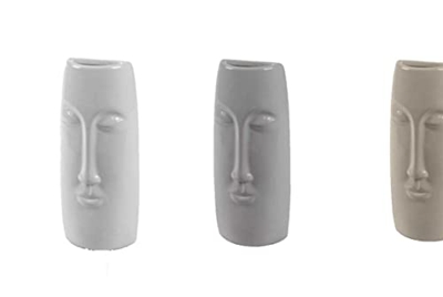 Set 3 pz umidificatore evaporatore ambiente termosifone in ceramica 8*4*20 cm decoro viso 3 colori PAM-840494