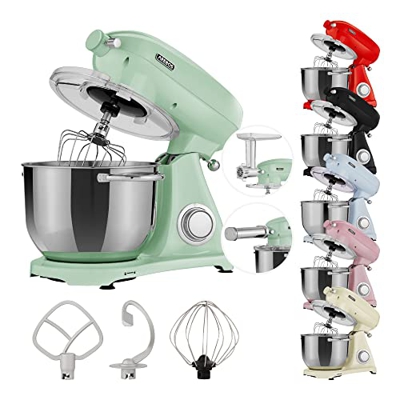 Arebos Impastatrice Robot da Cucina Retro 1800W | Verde | Mixer Cucina 6L | Multifunzione Impastatore Planetario Professionale con Ganci, Frullare | 6