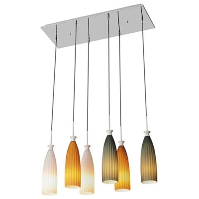 I-SWING-SQ-6 - Lampadario rettangolare con paralumi di colori diversi 40 watt E14
