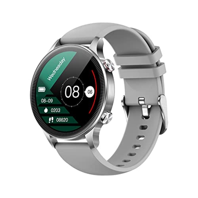 PERONN Smartwatch con schermo tattile da 1,32 pollici, con cardiofrequenzimetro, contapassi, impermeabile, colore: argento