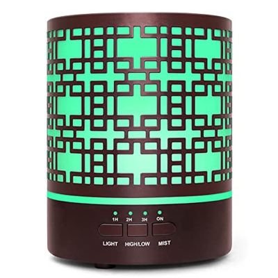 Humidific Diffusore di Oli Essenziali Ultrasuoni Umidificatore - 300ml Metallo Diffusore di Aromi Elettrico Ambiente Diffusore con 7 colori LED per Ca