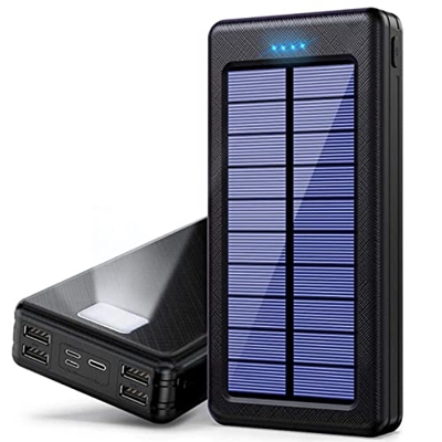 AVCITY Solar Power Bank 30000 mAh Caricabatterie per Telefono, Caricabatterie Solare Pacco Batteria con 4 Uscite E 3 Ingressi 2.1A Ricarica Rapida con