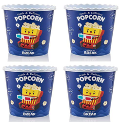 Set di contenitori riutilizzabili in plastica per popcorn e patatine in stile moderno, per la notte del cinema, lavabili in lavastoviglie, (confezione precio