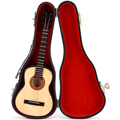 Modello di chitarra con supporto, chitarra in miniatura in legno Modello di chitarra vintage mini squisito con supporto per decorazioni domestiche