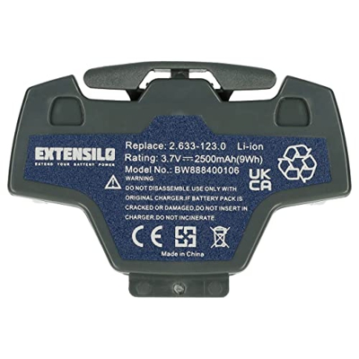 EXTENSILO batteria sostituisce Kärcher 2.633-123.0 per home cleaner, grigio (2500mAh, 3,7V, Li-Ion)