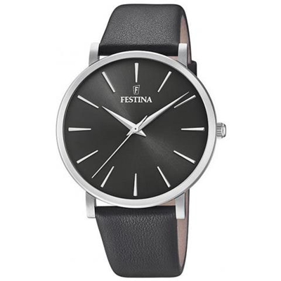 Orologio Donna Festina Solo Tempo Boyfriend Cinturino In Pelle Grigio F20371/4