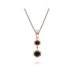 Collana Con Zaffiro Ispirato A Nido D'ape, In Oro Rosa 9 Carati, Ciondolo Con Zaffiro 0,76 Ct en oferta