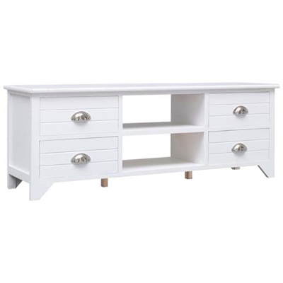 Mobile Porta Tv Bianco 115x30x40 Cm Legno Di Paulownia