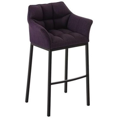 Sgabello DAMASO B con Telaio a 4 Gambe Nero, in Tessuto Viola Telaio Nero Opaco