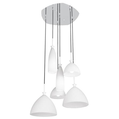 I-SWING-SP-6 - Lampadario sospeso con paralumi in vetro bianco 40 watt E14
