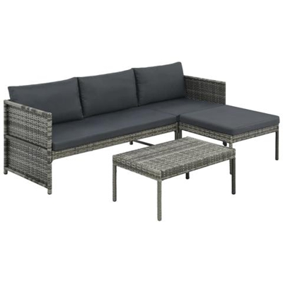 Set Divani Da Giardino 9 Pz In Polyrattan Grigio