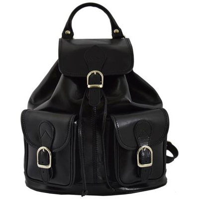 Zaino In Vera Pelle Colore Nero - Pelletteria Toscana Made In Italy - Zaino