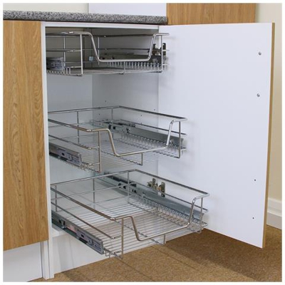 4 Cestelli Estraibili Per Mobile Da Cucina Largo 60cm Con Guide Telescopiche A Sfere