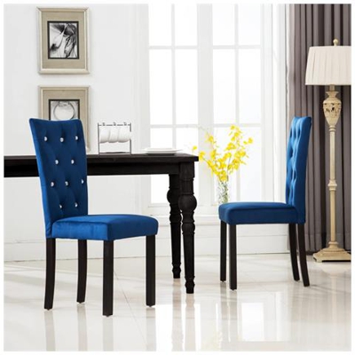 Sedie Per Sala Da Pranzo 2 Pz In Velluto Blu Scuro