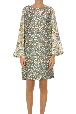 Printed silk tunic dress
