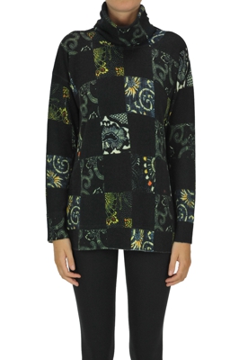 Printed extrafine knit pullover