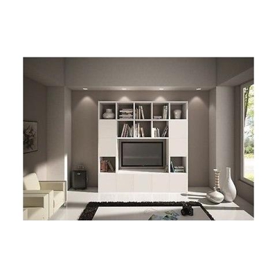 Libreria Parete Modern Soggiorno Porta Tv Legno Bianco Frassinato Componibile