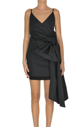 Maxi bow textured fabric sheath dress características