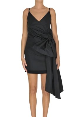 Maxi bow textured fabric sheath dress