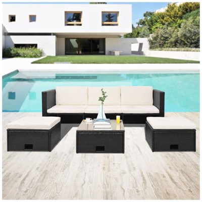 Set Divani Da Giardino 12 Pz In Polirattan Modulare Nero