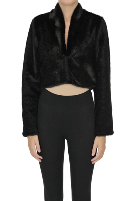 Cropped eco-fur jacket