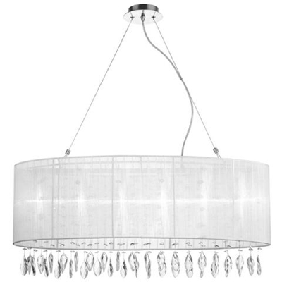 Lampadario a 6 luci da salotto con paralume bianco e cristalli