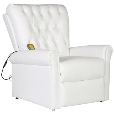 Poltrona Di Massaggio Elettrica Reclinabile In Ecopelle Bianca