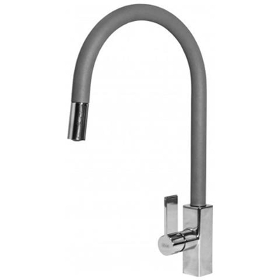 Miscelatore Monocomando con canna girevole e doccetta estraibile Rain Plus 21x41 cm Metaltek Titanium 73