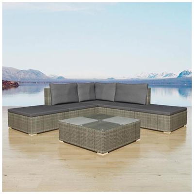 15 Pz Set Mobili Da Giardino In Polirattan Grigio