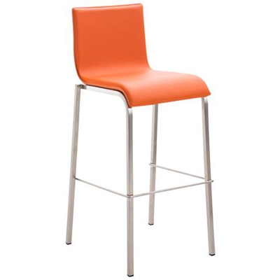 Sgabello Bar Impilabile Avola In Acciaio E Similpelle I Sedia Alta Da Cucina Con Schienale Altezza Seduta 78 CM Arancione