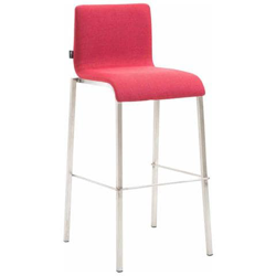 Sgabello Bar Kado Impilabile I Sedia Cucina Imbottita in Stoffa I Sedia Bancone con Gambe Squadrate in Metallo Alt. 75 CM Rosso Acciaio Inox precio